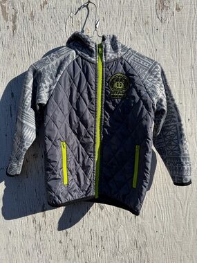 Star Wars Gray Quilted Hoodie with Neon Yellow-Green Zippers - Kids